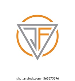 initial letter logo triangle circle grey orange