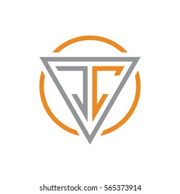 initial letter logo triangle circle grey orange