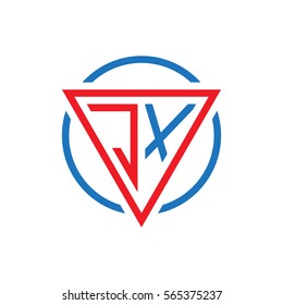 initial letter logo triangle circle red blue