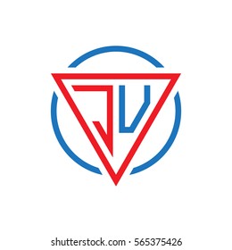 initial letter logo triangle circle red blue