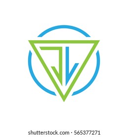 initial letter logo triangle circle blue green