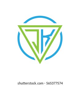initial letter logo triangle circle blue green