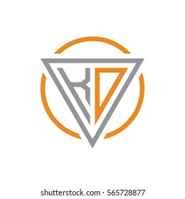 initial letter logo triangle circle grey orange