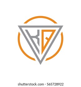 initial letter logo triangle circle grey orange