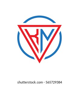 initial letter logo triangle circle red blue