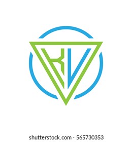 initial letter logo triangle circle blue green