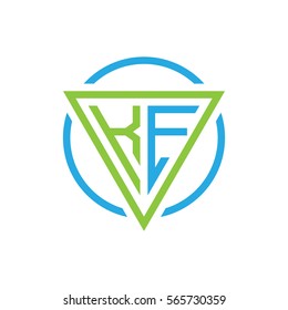 initial letter logo triangle circle blue green