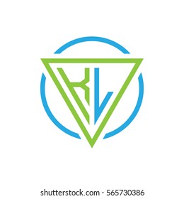 initial letter logo triangle circle blue green