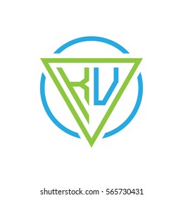 initial letter logo triangle circle blue green