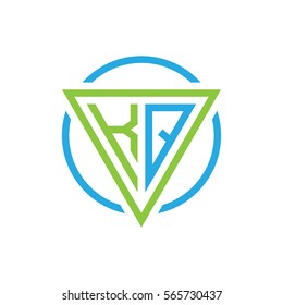 initial letter logo triangle circle blue green