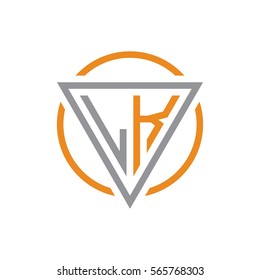 initial letter logo triangle circle grey orange