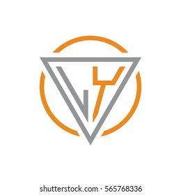 initial letter logo triangle circle grey orange