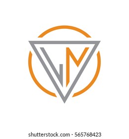 initial letter logo triangle circle grey orange