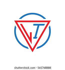 initial letter logo triangle circle red blue