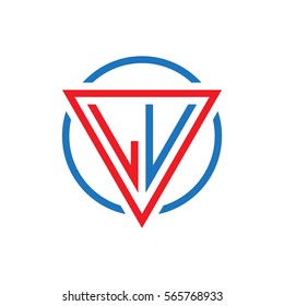 initial letter logo triangle circle red blue