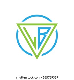 initial letter logo triangle circle blue green