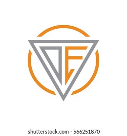 initial letter logo triangle circle grey orange