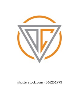 initial letter logo triangle circle grey orange