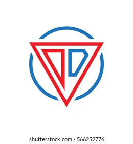 initial letter logo triangle circle red blue