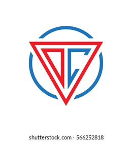 initial letter logo triangle circle red blue