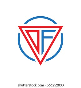 initial letter logo triangle circle red blue