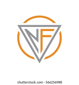 initial letter logo triangle circle grey orange