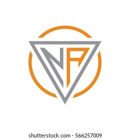 initial letter logo triangle circle grey orange