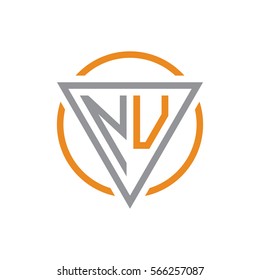initial letter logo triangle circle grey orange