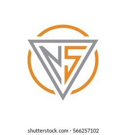 initial letter logo triangle circle grey orange