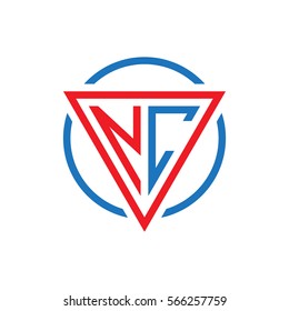 initial letter logo triangle circle red blue