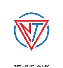 initial letter logo triangle circle red blue