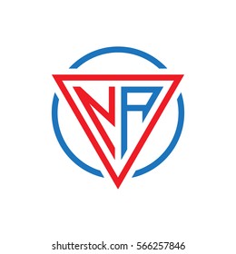 initial letter logo triangle circle red blue