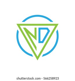 initial letter logo triangle circle blue green