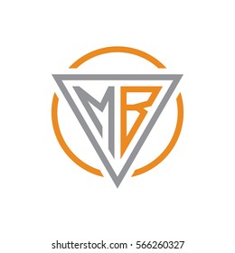 initial letter logo triangle circle grey orange