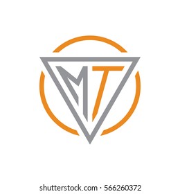 initial letter logo triangle circle grey orange