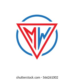 initial letter logo triangle circle red blue