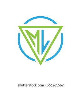initial letter logo triangle circle blue green