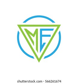 initial letter logo triangle circle blue green