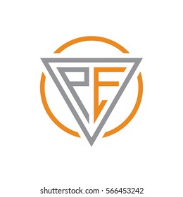 initial letter logo triangle circle grey orange