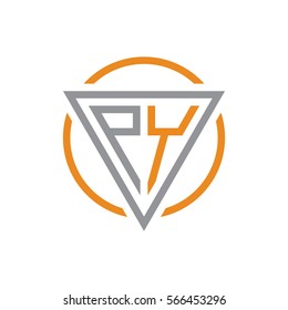 initial letter logo triangle circle grey orange