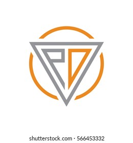 initial letter logo triangle circle grey orange