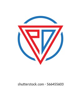 initial letter logo triangle circle red blue