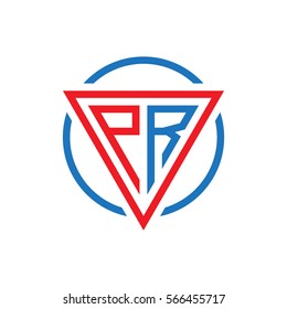 initial letter logo triangle circle red blue