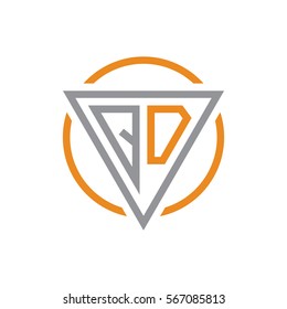 initial letter logo triangle circle grey orange