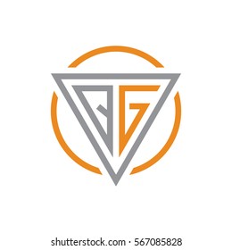 initial letter logo triangle circle grey orange