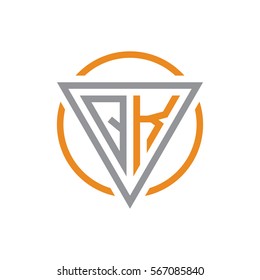 initial letter logo triangle circle grey orange