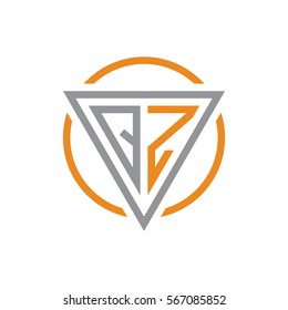 initial letter logo triangle circle grey orange