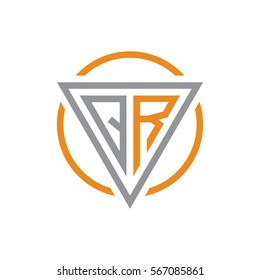 initial letter logo triangle circle grey orange