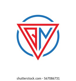 initial letter logo triangle circle red blue