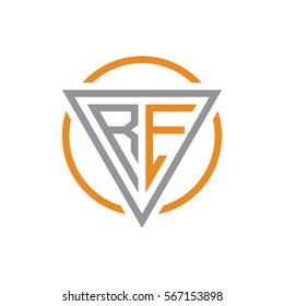 initial letter logo triangle circle grey orange